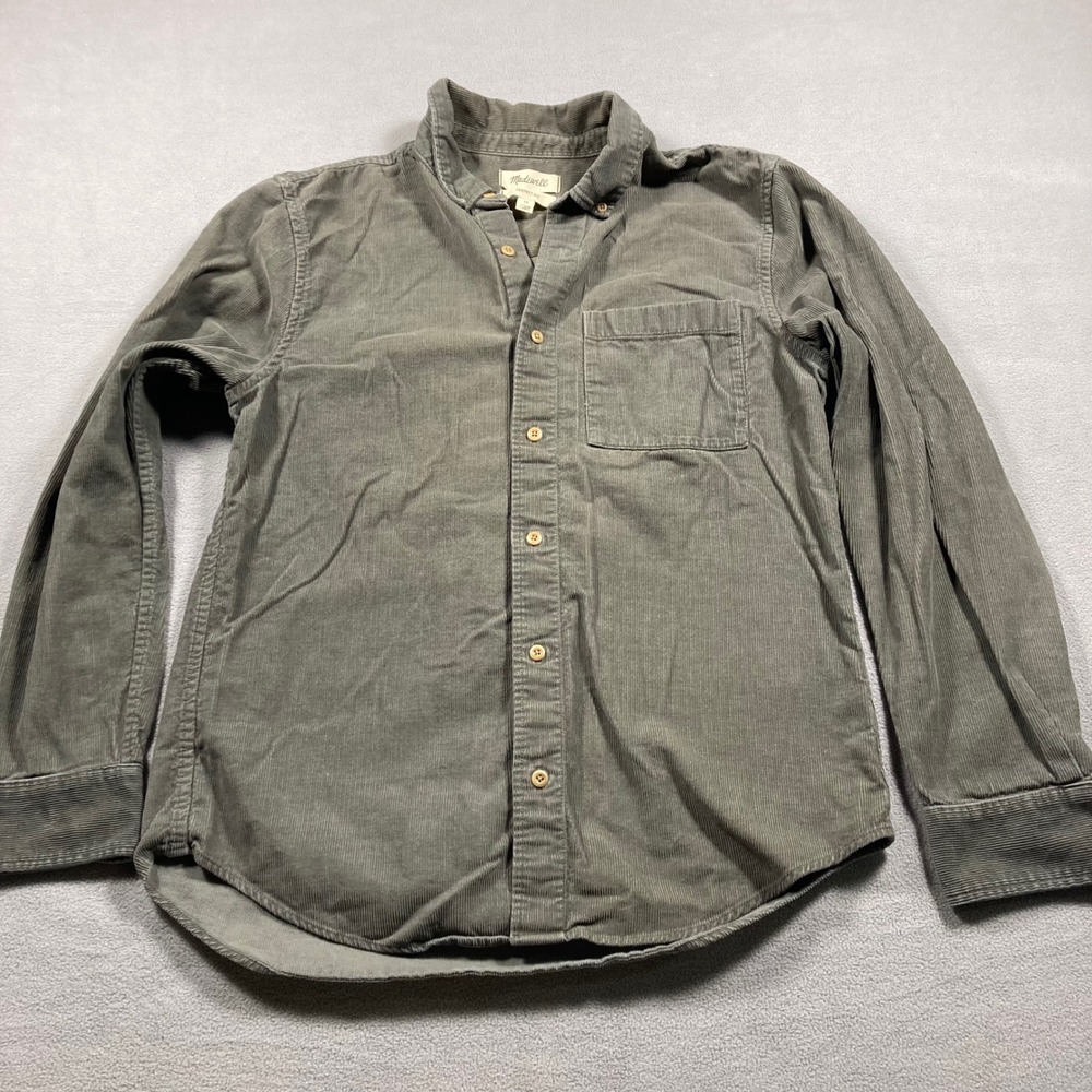 Madewell Shirt Mens Size Medium Gray Perfect Fit Corduroy Solid